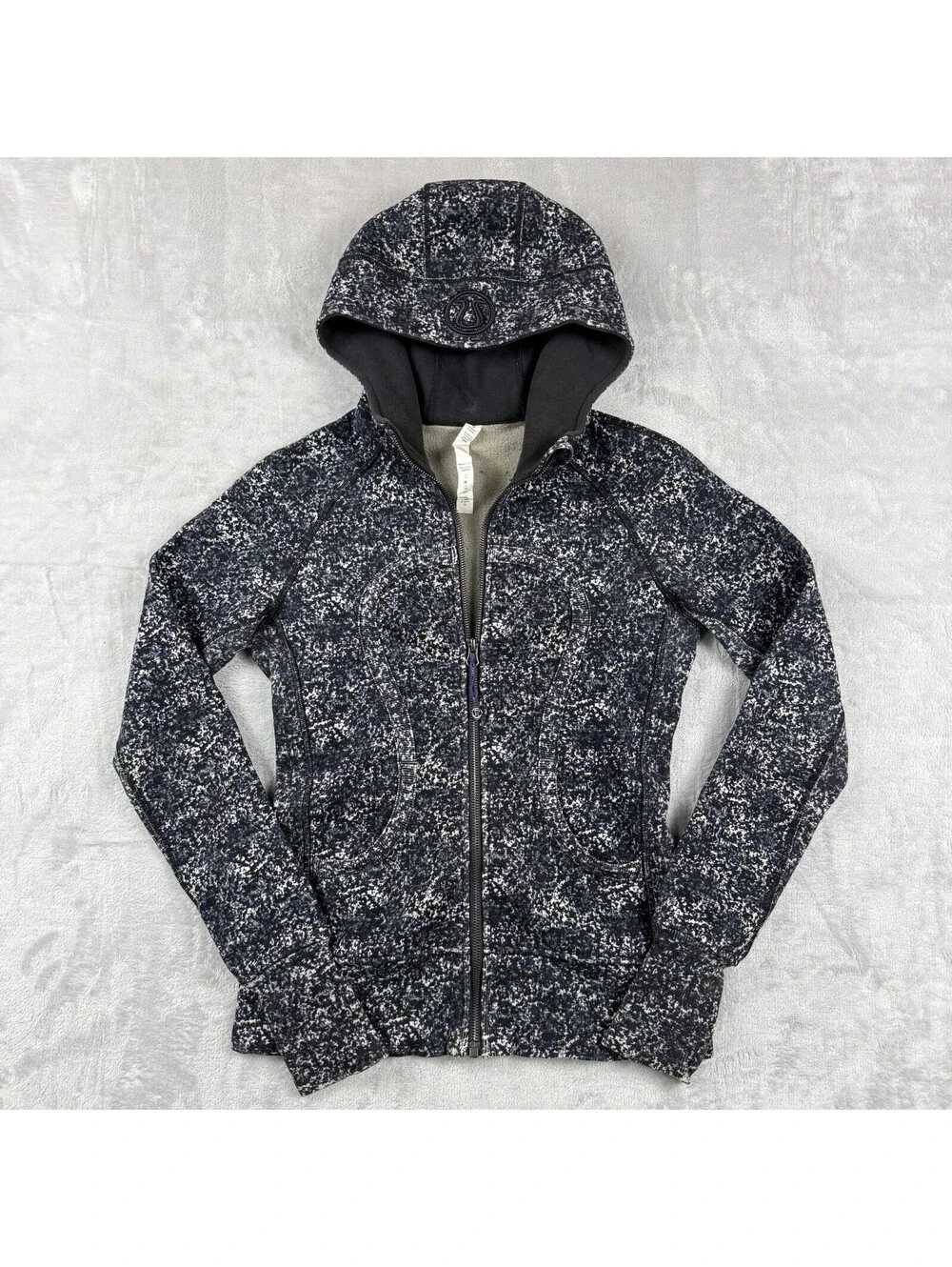 Lululemon Women’s Scuba Full Zip Hoodie Speckled Floral Size 4 Fleece Fitted Rlx